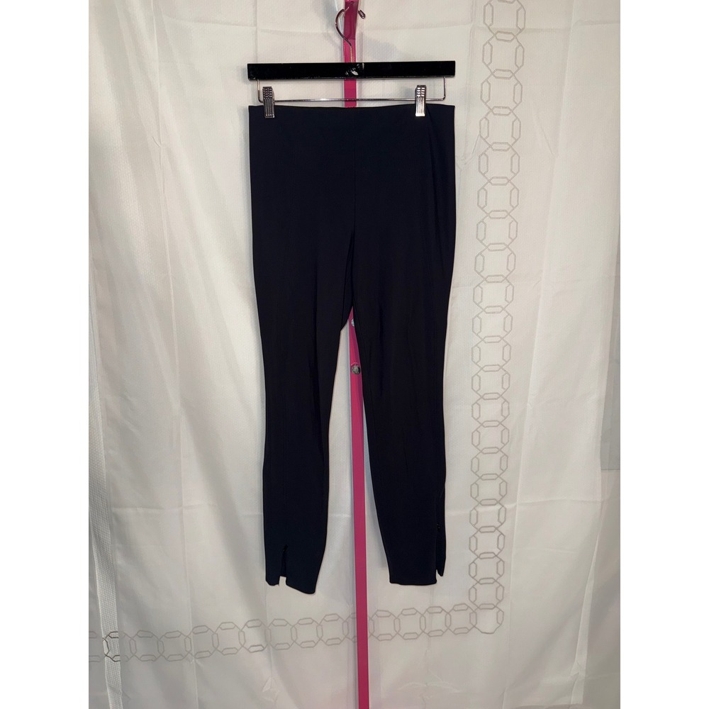 Theory Womens Black Split Hem Ponte Pants Elastic Waist Size M